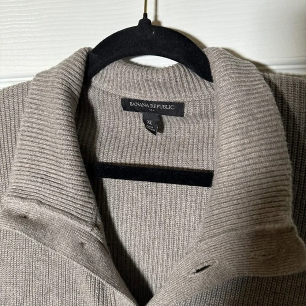 Banana Republic Mens XL Gray Button Front Cardigan Sweater Cotton Blend Knit